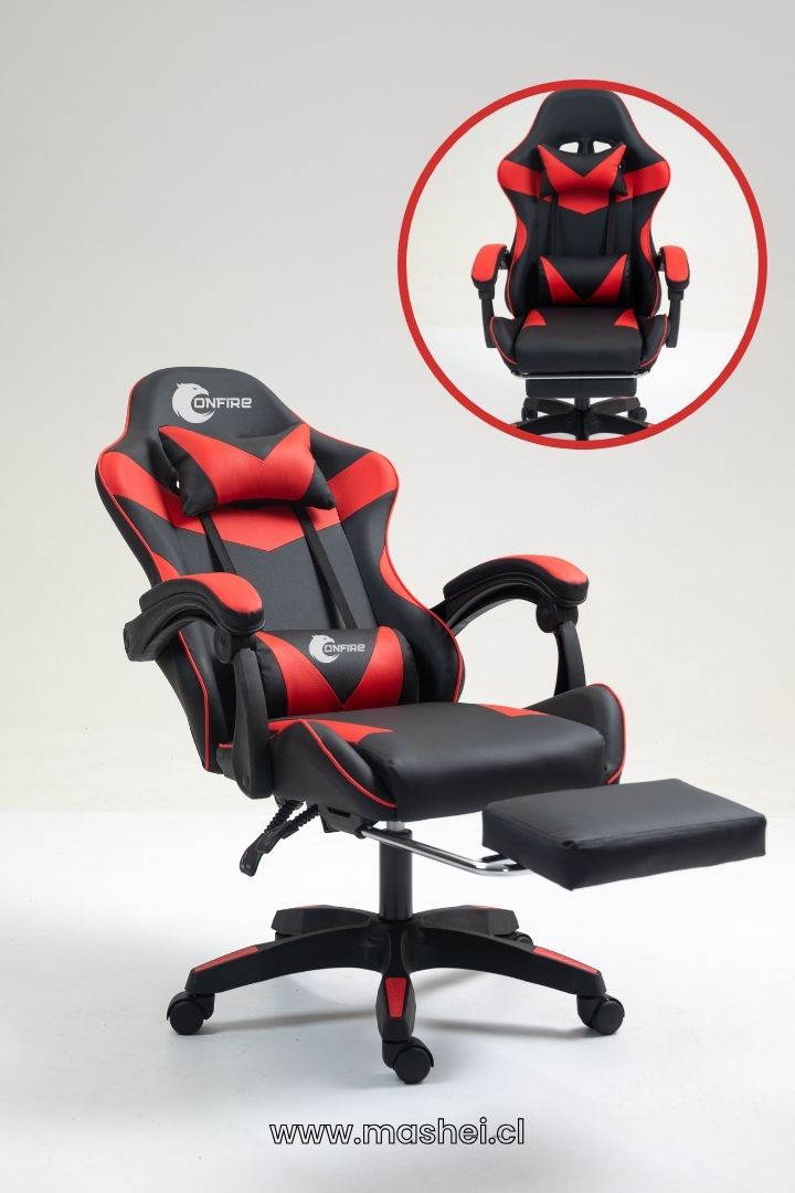 "Silla Gamer OnFire con Reposapiés y Soporte Lumbar – Ideal para Gaming y Trabajo en Casa"