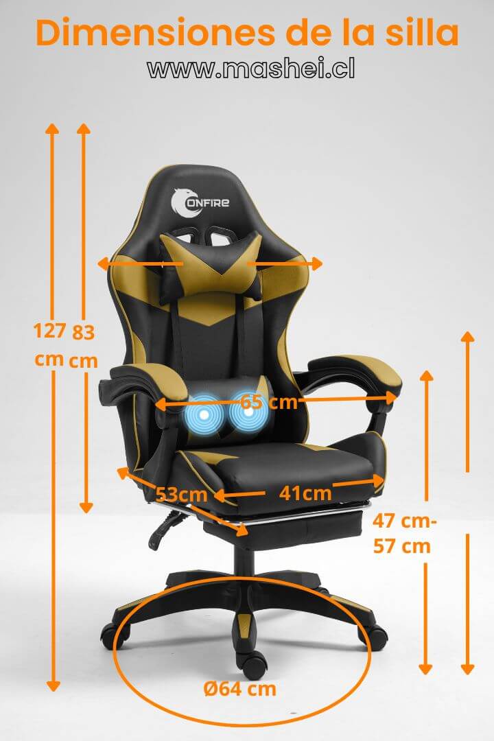 "Silla Gamer OnFire con Reclinación de 135° y Soporte Lumbar – Perfecta para Gaming y Estudio"