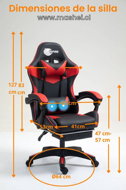 "Silla Gamer OnFire con Reposapiés y Soporte Lumbar – Ideal para Gaming y Trabajo en Casa"