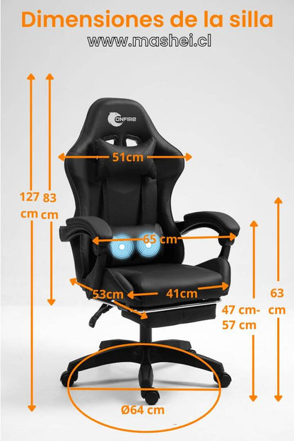 "Silla Gamer OnFire con Reclinación Ajustable de 135° – Ergonomía y Confort para Jugadores y Profesionales"