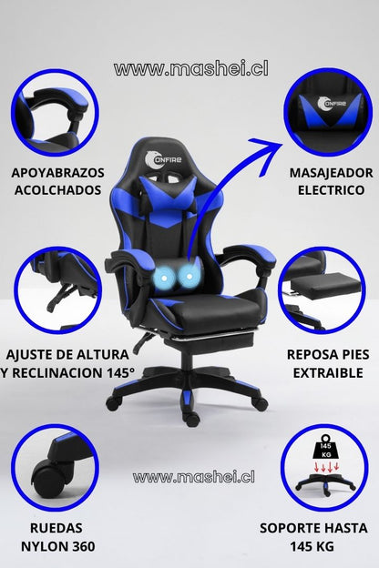 "Silla Gamer OnFire Ergonómica con Reposapiés – Diseño Adaptable y Garantía de 3 Meses"