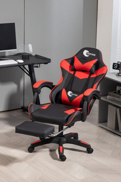 "Silla Gamer OnFire con Reposapiés y Soporte Lumbar – Ideal para Gaming y Trabajo en Casa"