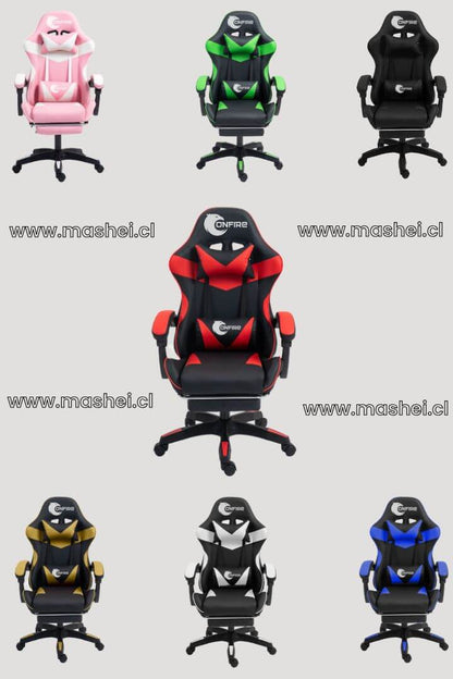 "Silla Gamer OnFire con Reposapiés y Soporte Lumbar – Ideal para Gaming y Trabajo en Casa"