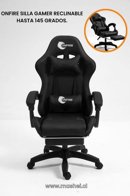 "Silla Gamer OnFire con Reclinación Ajustable de 135° – Ergonomía y Confort para Jugadores y Profesionales"