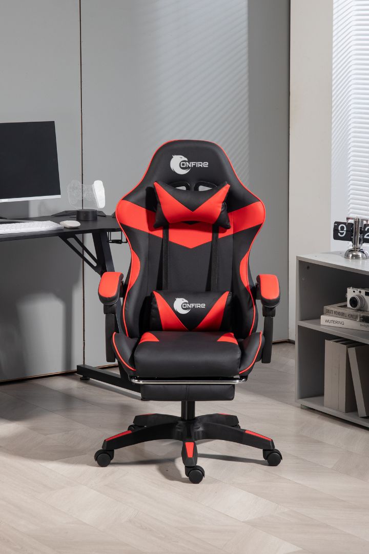 "Silla Gamer OnFire con Reposapiés y Soporte Lumbar – Ideal para Gaming y Trabajo en Casa"